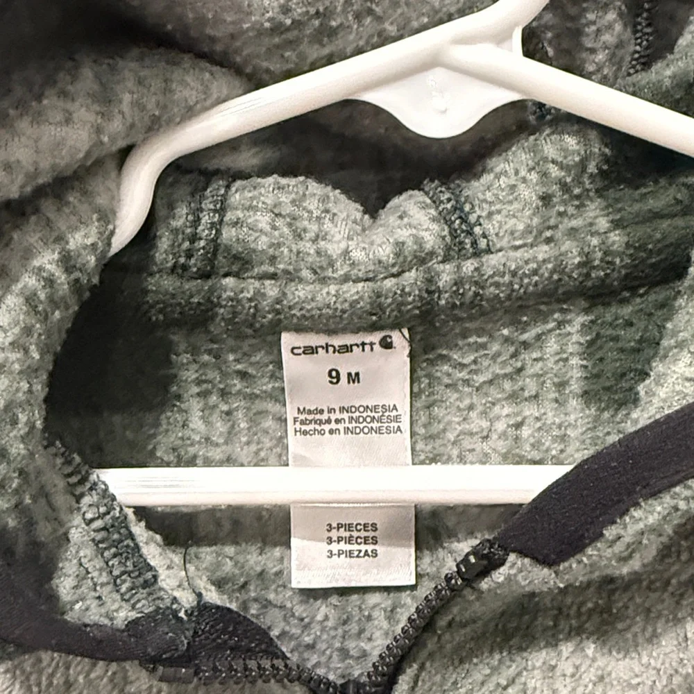 Carhartt Infant‎ Green Plaid Hooded Vest 9 Months